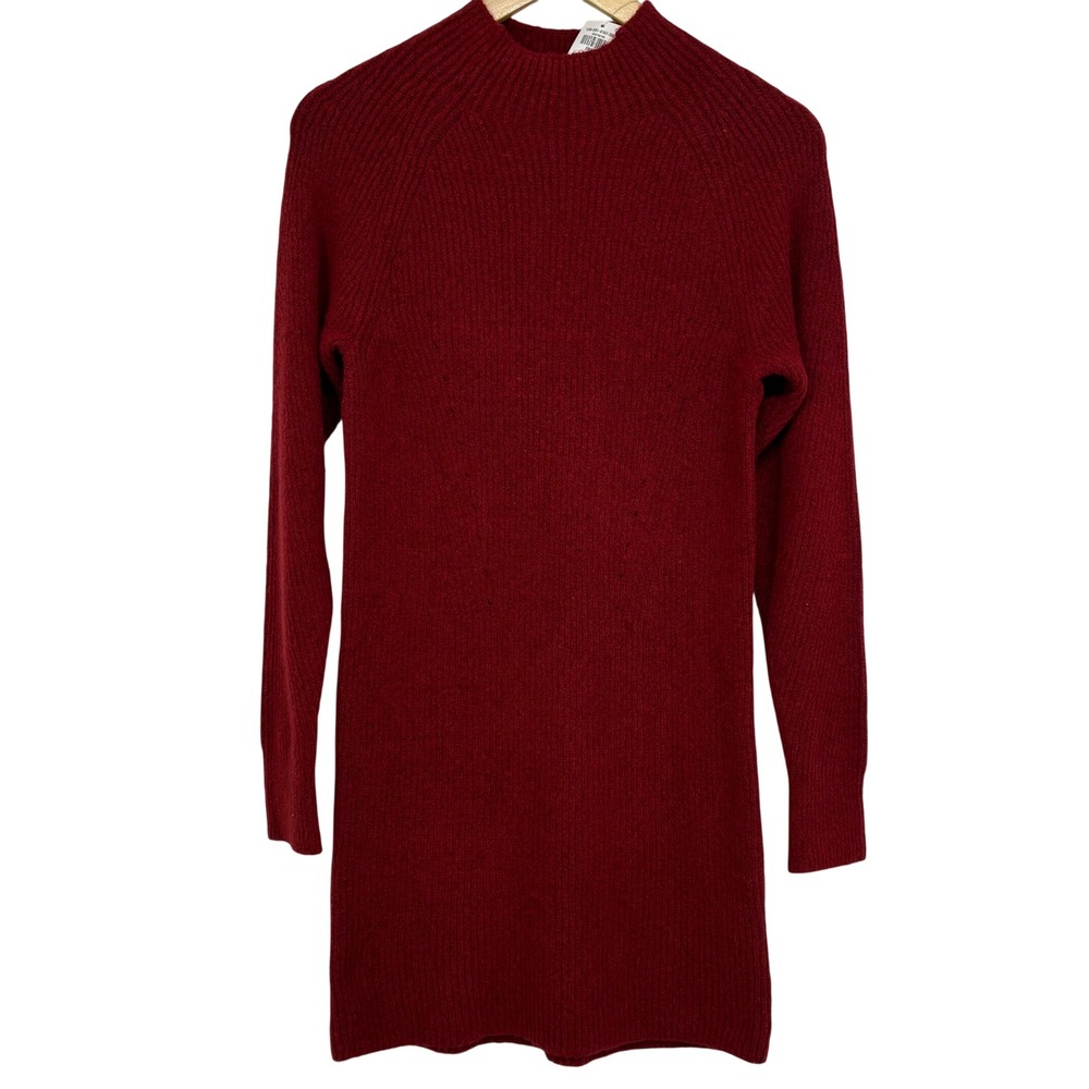 Abercrombie & Fitch Womens Petite Small Red Ribbed Mock Neck Sweater Dress